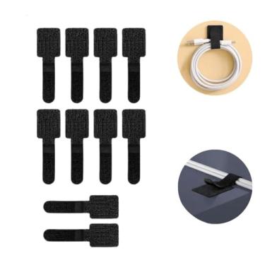 Imagem de Organizador de Fios Cabos Fecho de Contato Adesivo para Mesa Parede– Kit com 10 Unid. Reutilizável Escritório Eletrodomé