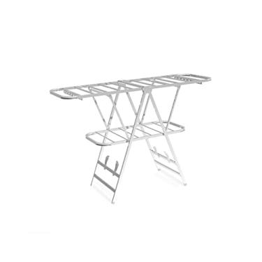 Imagem de LaYiQimn Rack de secagem de roupas dobrável para secadora de roupas rack de aço inoxidável interno para secagem de piso aerofólio dobrável para secadora de roupas rack de roupas dobrável