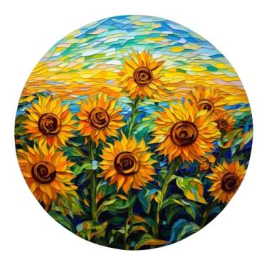 Imagem de Pendurado em vitrais, apanhadores de sol coloridos para janela, painel de diamante decorativo, apanhador de sol de jardim para aniversário para mulheres, homens, marido (laranja + girassol)