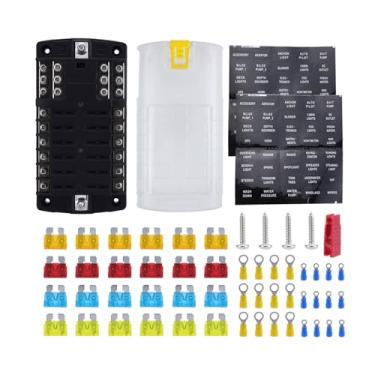 Imagem de FTVOGUE Caixa de Fusíveis de 12 Vias Com Indicador LED Painel de Bloco de Fusíveis à Prova de Poeira à Prova D'água 24 Terminais 100A para Fiação Elétrica de Veículos Marítimos e