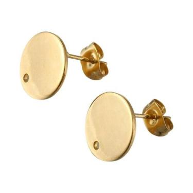 Imagem de Brincos Redondos De Aço Inoxidável Em Branco (10 Peças) - Bases Para B