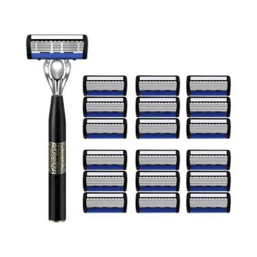 Imagem de Navalha Manual Masculina De Aço Inoxidável Com 7 Lâminas, Aparador De 