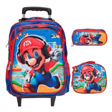 Imagem de Kit Mochila Infantil Escolar Menino Rodinha Volta Aulas - Plike