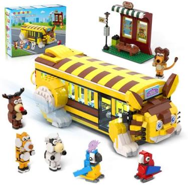 Imagem de Conjunto de construção HOGOKIDS Cat School Bus com Light Girls 1319 un