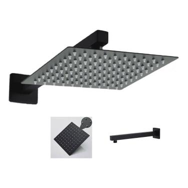 Imagem de Ducha Chuveiro Inox Quadrada Slim 20X20 Preto Fosco Luxo