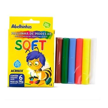 Imagem de Massinha de Modelar Soft Acrilex Conjunto Com 6 Cores 90g