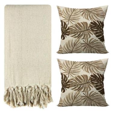 Imagem de Kit 1 Manta Para Sofá 2,40 X 1,80 + 2 Capas de Almofada Cor:Caramelo-B