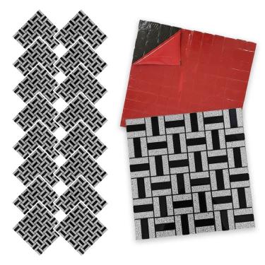 Imagem de Pastilha De Vidro Kit 16 Uni Adesiva Parede Cozinha Lavabo Sala Decorativa Moderna Requintado Reforma Aplicacao Facil