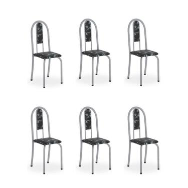 Imagem de Kit c/ 6 Cadeiras Isabel Mart Perola Preto Floral