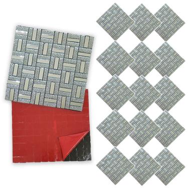 Imagem de Pastilha De Vidro Kit 15 Uni Adesiva Parede Sala Cozinha Banheiro Decorativa Facil Aplicacao Moderna Requintado Reforma