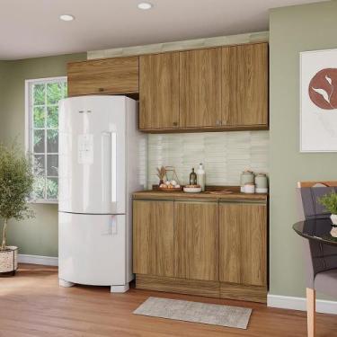 Imagem de Armário De Cozinha Compacta 100% Mdf 200cm Nogueira Celeste Kappesberg
