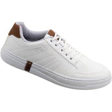 Imagem de Sapatênis Masculino Confort Way Basic Costura Cadarço, Branco, 41