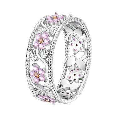 Imagem de Anel Empilhável De Prata 925 Com Flor E Vaga-lume Para Mulheres, Joia 