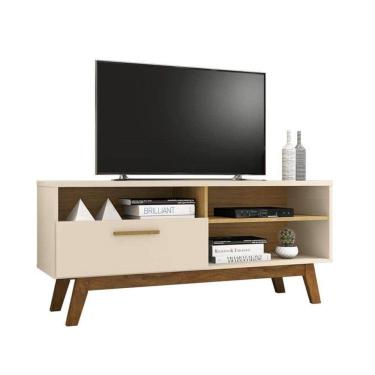 Imagem de Rack Paládio Para TVs Até 55 Polegadas C/ 01 Porta Pés de Madeira Maciça - Bechara