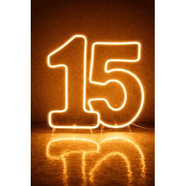 Imagem de Números 15 Led Neon Branco Quente ou Frio Festa 50x25cm - - Comercial 