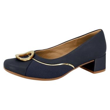 Imagem de Sapato Feminino Couro Confortavel Salto Baixo Bloco Usaflex