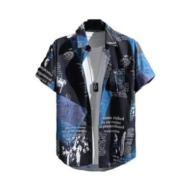 Imagem de Camisas Masculinas De Manga Curta Com Estampa, Camisa Fina Para Praia,