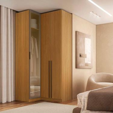 Imagem de Guarda-roupa de Canto Reto 3 Portas 1 Reflecta Altezza Freijó