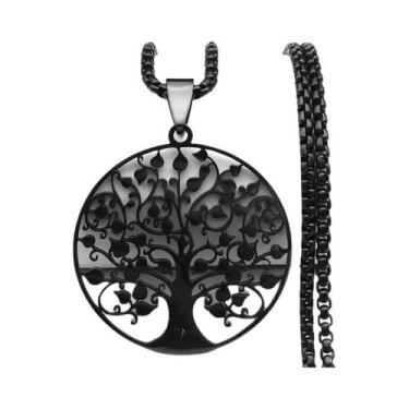 Imagem de Colar Com Pingente Árvore Da Vida Em Aço Inoxidável Prateado Para Mulh