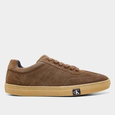 Imagem de Tênis Couro Calvin Klein Palito Side Nobuck Masculino, Terracota, 40