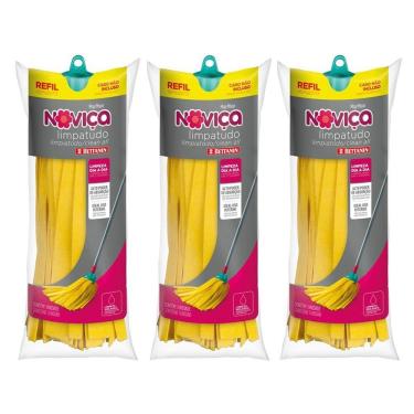 Imagem de Kit Refil para Mop Esfregão Limpa Tudo Noviça com Fibras Super Absorventes para Limpeza...