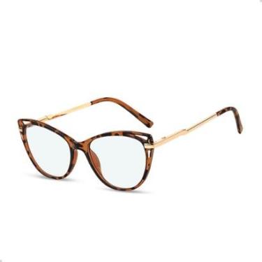 Imagem de Armação De Oculos Feminino Proteção De Luz Azul Estiloso Lente Sem Grau Confortavel Aju...