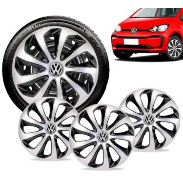 Imagem de Jogo 4 Calota 14 Velox Prata Preta Vw Up Gol G1 G2 G3 G4 G5 - Elitte