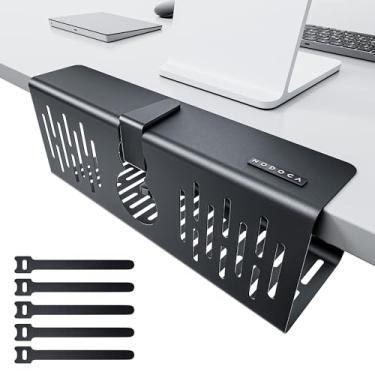 Imagem de NODOCA Bandeja de gerenciamento de cabos embaixo da mesa sem broca, gerenciamento de fios de 35 cm, braçadeira sem perfuração, bandeja de cabos de metal, organizador de fios sob a mesa, cesta sob a