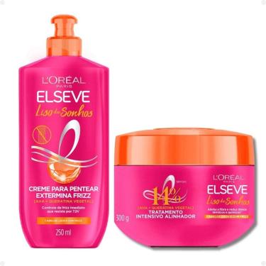 Imagem de Kit Elseve Liso dos Sonhos: Máscara Tratamento 300g e Creme para Pentear Extermina Friz...