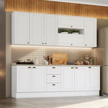 Imagem de Cozinha Compacta de 07 Peças Nova York 11 Portas 3 Gavetas MDF Branco