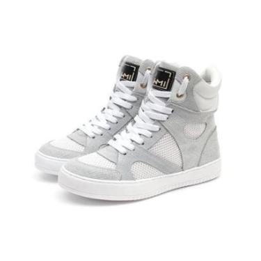 Imagem de Tênis Sneaker Feminino Cano Alto Academia Fitness Couro Legítimo-Feminino