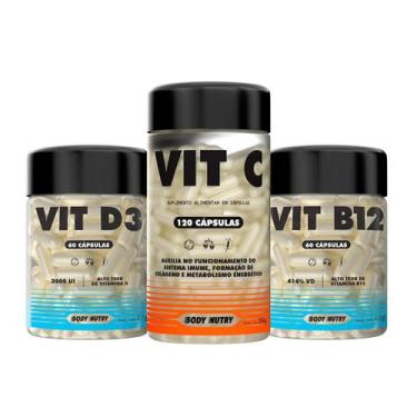 Imagem de Kit Vitaminas C 120 Cáps, D3 2000UI e B12 60 Cáps - Imunidade e Energi
