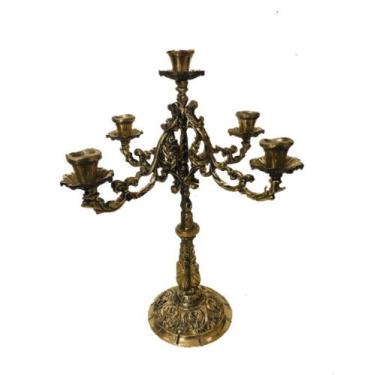 Imagem de castiçal candelabro menorah cinco velas bronze mesa altar igrejas - AR
