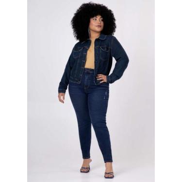 Imagem de Jaqueta plus size cropped jeans com elastano lunender 67993, M
