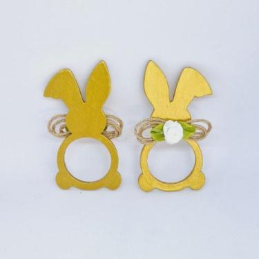 Imagem de Porta Guardanapo Coelho Dourado MDF - Decor Madame Blue