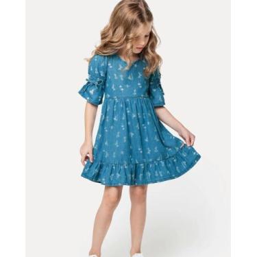 Imagem de Vestido carinhoso confeccionada no jeans molinho com estampa temática 