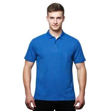 Imagem de Kit Fardamento 3 Camisas Masculina Gola Polo Piquet C/ Bolso cor:Azul 