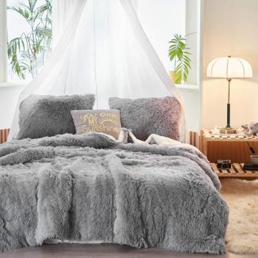 Imagem de Conjunto de edredom Joyreap Full/Queen Luxury Faux Fur Sherpa