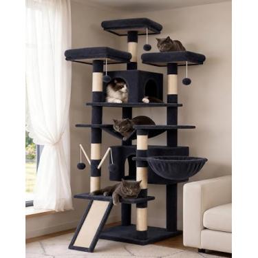 Imagem de Árvore para gatos Hey-brother, grande torre para gatos de 180 cm GG para gatos internos...