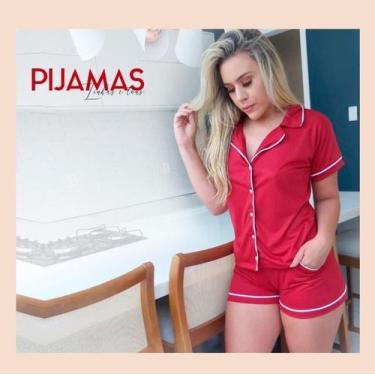 Imagem de baby dool  de algodão - pijamas linhas e tons, Bordô, P