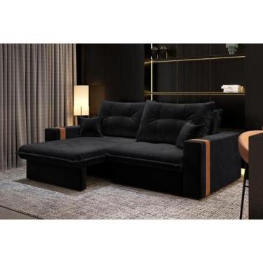 Imagem de Sofá-cama Ipanema 3 Lugares Suede Preto 200cm - CIALAR MÓVEIS