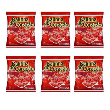 Imagem de kit 6 Und Balinha Coracão Florestal Morango 32 Und De 108G