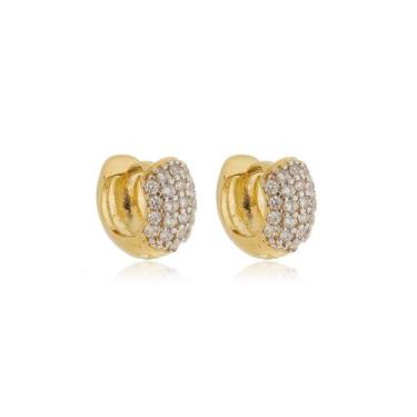 Imagem de Argolinha 11mm com Zircônia  - Prata Banhado a Ouro 18k - Di Roma