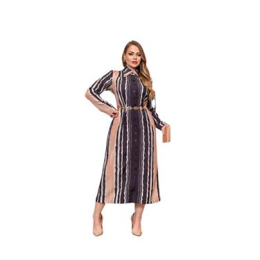 Imagem de Vestido Chemisse Kauly 3918 Max Alfaiataria Cinto Corrente, Estampado,