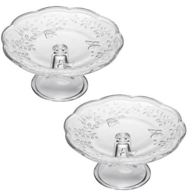 Imagem de Kit 2 Boleiras com Pé 19cm Cristal Lyor Suporte para Bolo Torta New Bu