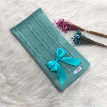 Imagem de Manta Bebe Trico Laço Removível Trança Maternidade Tricot - Mimo da Ce
