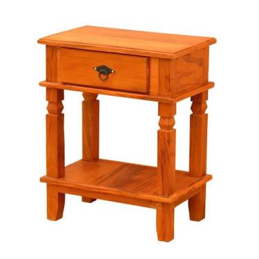 Imagem de Mesa Cabeceira 55 x 35 cm 1 Gaveta Madeira Maciça Natural - MHM MOVEIS