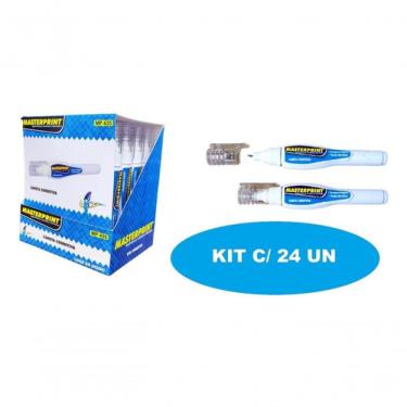 Imagem de Caneta Corretiva Masterprint Branquinho MP-435 Líquida com Ponta Metálica Kit 24 Unidades Branco
