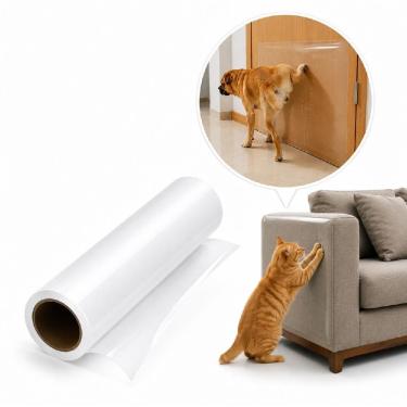 Imagem de Adesivo Protetor para Estofado Yeet Contra Arranhões de Gatos em PVC Transparente 30CM X 300CM 1 Rolo