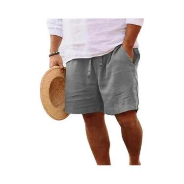 Imagem de Shorts Esportivos Masculinos De Linho Para Verão Com Bolsos, Calças De